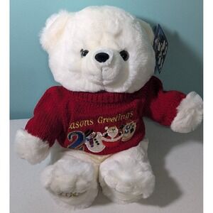 Kmart Christmas Teddy Bear 2000 Collectible White Holiday Plush w/ Tags Vintage